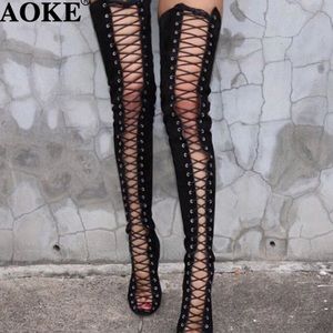 Sexy gladiator boots Halloween costume lace up